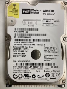 【データ復旧・データ復元成功実績】HDD WD WD800UE 80GB USB外付内蔵HDD、認識しない。