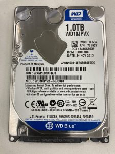 【データ復旧・データ復元成功実績】HDD WD WD10JPVX-55JC3T0 1TB ノートPC内蔵HDD、Windows起動しない。