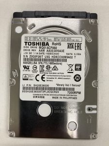 【データ復旧・データ復元成功実績】 HDD TOSHIBA MQ01ACF050 500GB PCに液体をこぼしてしまった。HDD認識しない。