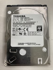 【データ復旧・データ復元成功実績】HDD TOSHIBA MQ01ABD075　ノートPC内蔵HDD、OS起動しない。HDD回転しない。