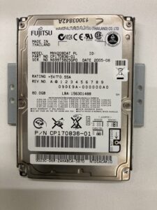 【データ復旧・データ復元成功実績】HDD FUJITSU MHV2080AT 80GB　ノートPC内蔵HDD、OS起動しない。