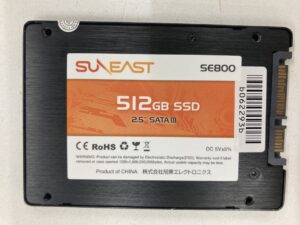 【データ復旧・データ復元成功実績】　SSD SUNEAST SE800 512GB　ノートPC内蔵SSD。英文がでて画面が進まない